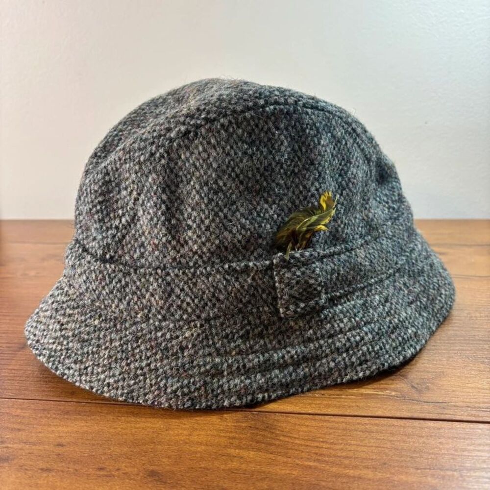 Gala Forest Wool Bucket Hat Feather Scotland Forsyth of Edinburgh Tweed 6 3/4